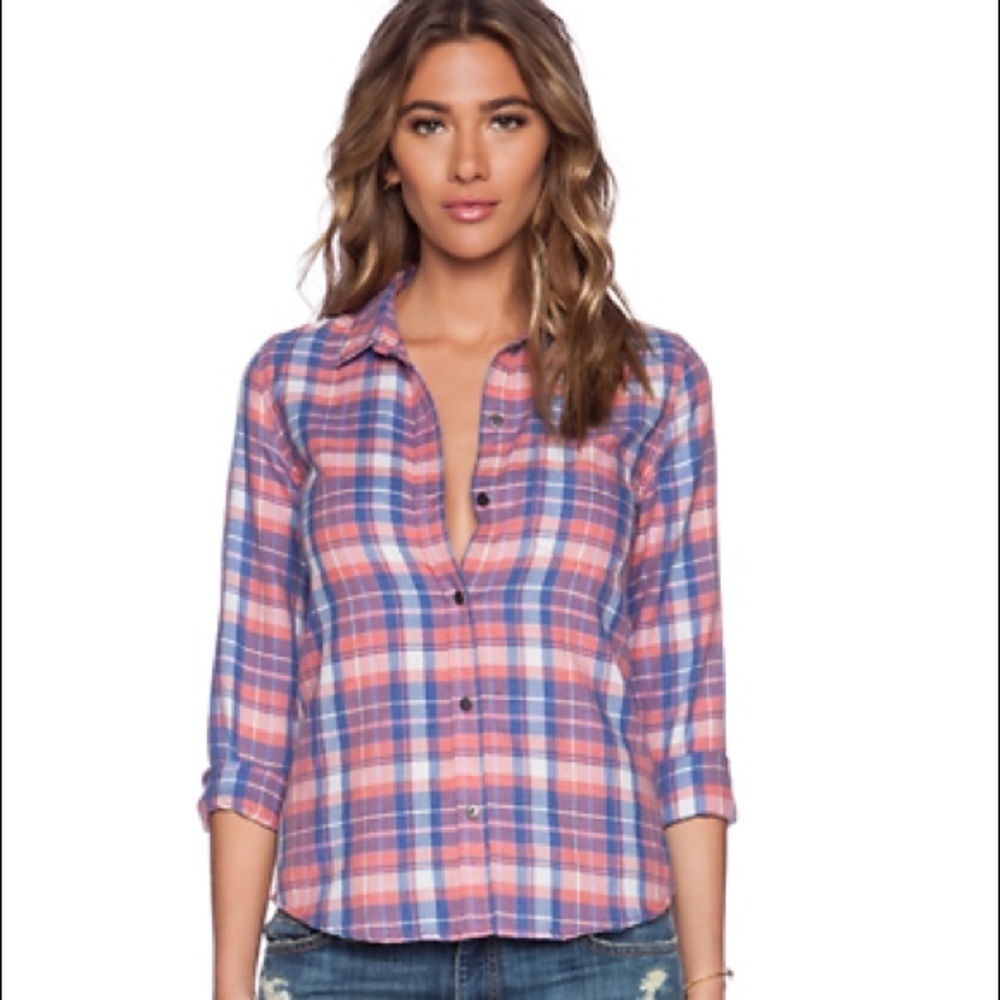 Current/Elliott Slim Boy Shirt In Stardust Plaid